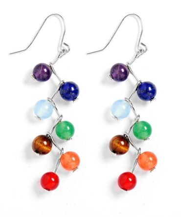 Aretes 7 Chakras Plata 925 Zig Zag