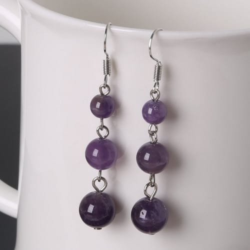 Aretes Con Piedras Estilo 3 Cuentas - Image 3
