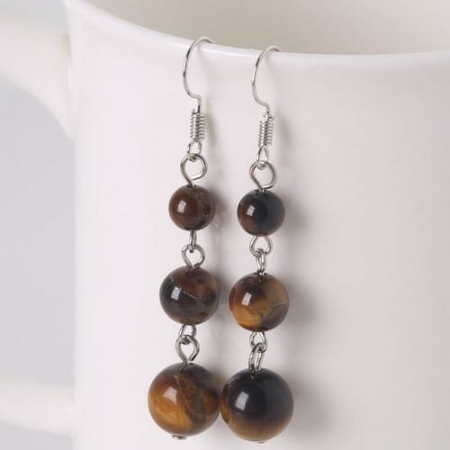 Aretes Con Piedras Estilo 3 Cuentas - Image 4