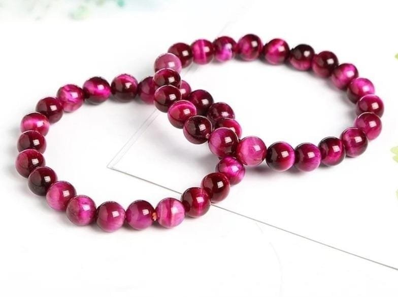 Pulseras Para Pareja Ojo De Tigre Fucsia