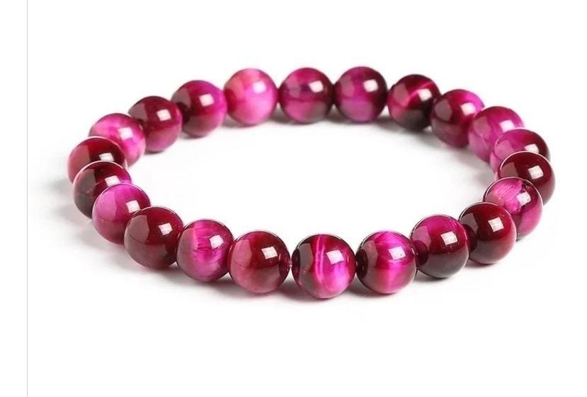 Pulseras Para Pareja Ojo De Tigre Fucsia - Image 2