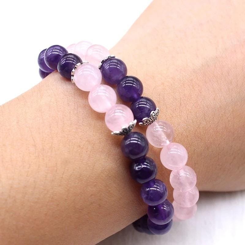 Pulseras Para Pareja Amatista Y Cuarzo Rosa - Image 6