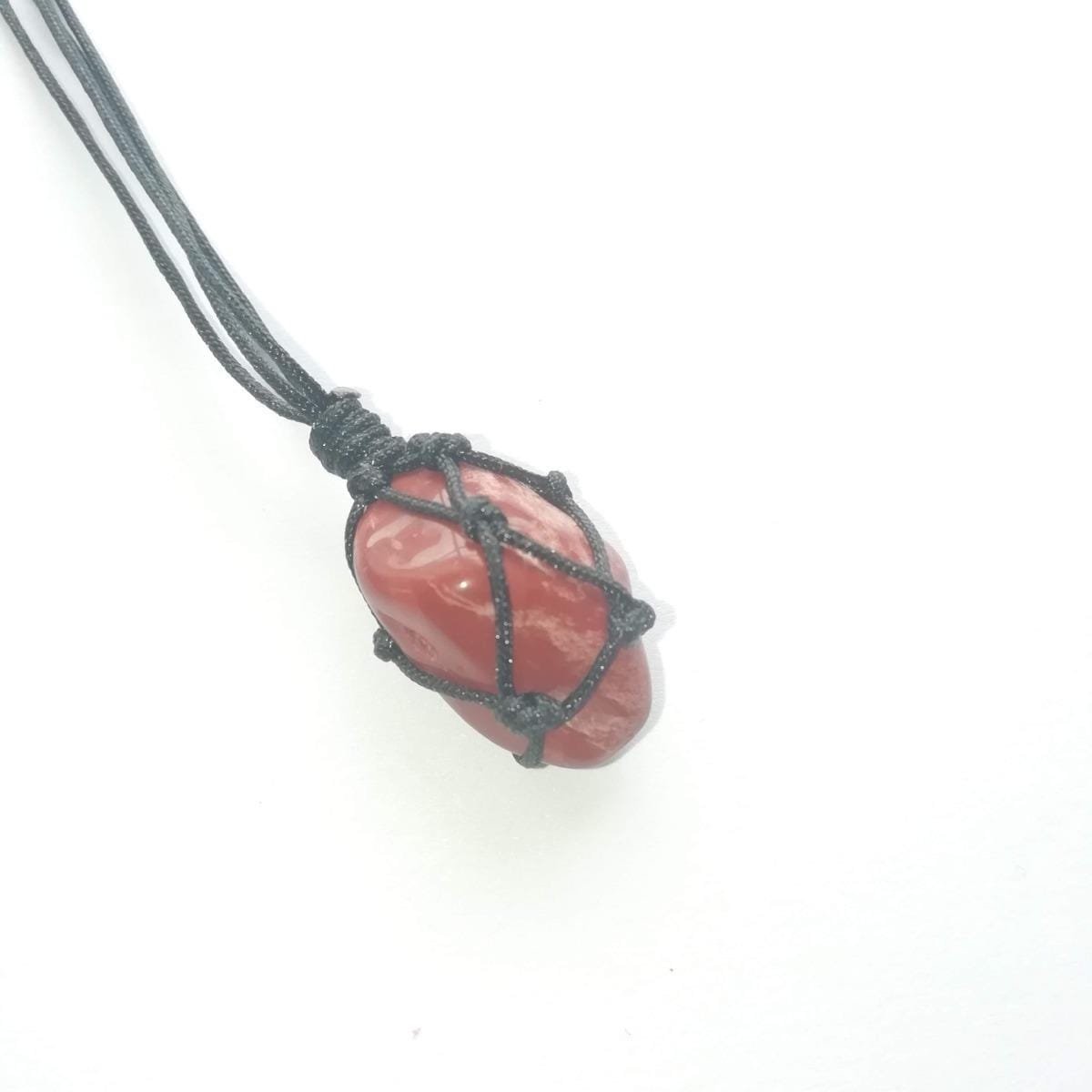 Collar Cuarzo Rojo O Jaspe Rojo Macramé