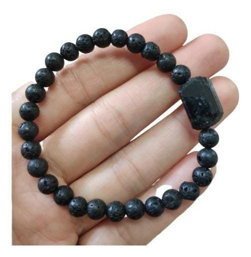 Pulsera Turmalina Negra Y Lava