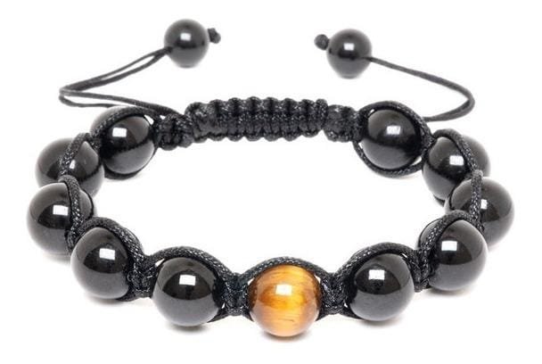 Pulsera Turmalina Negra Con Ojo De Tigre 10mm