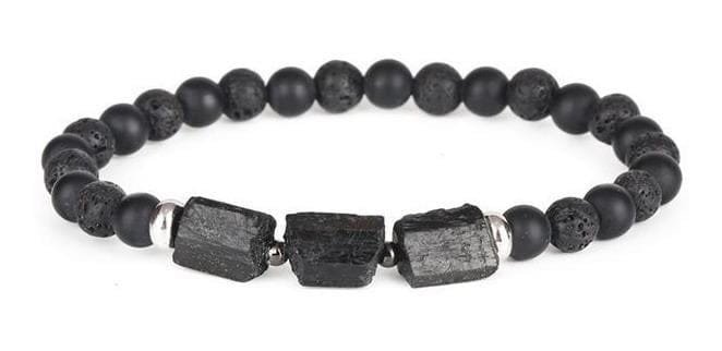 Pulsera Turmalina Negra Volcanica Y Onix Mate