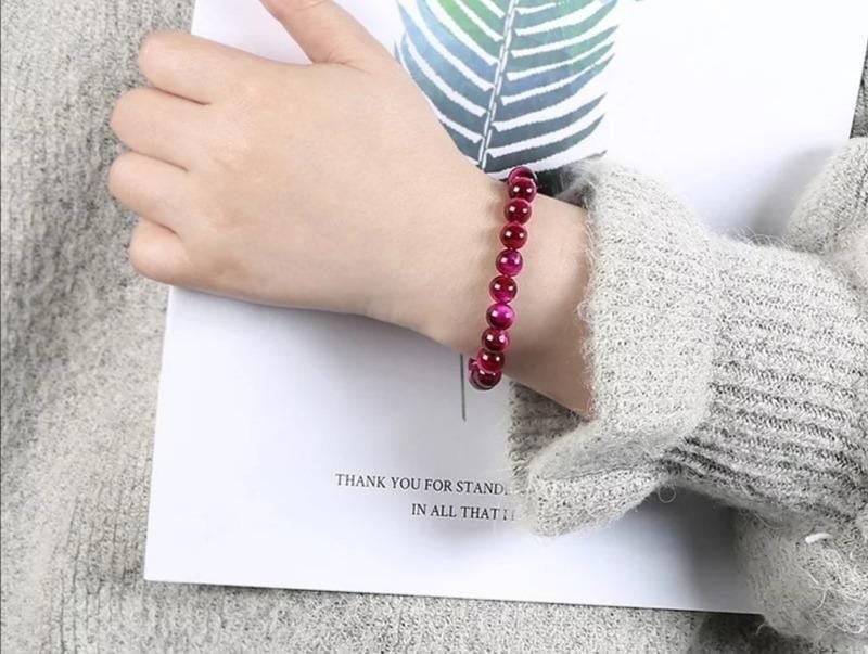 Pulseras Para Pareja Ojo De Tigre Fucsia - Image 4