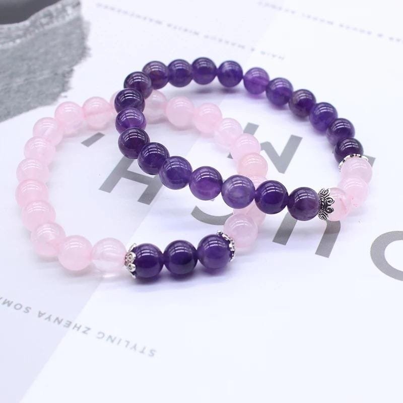 Pulseras Para Pareja Amatista Y Cuarzo Rosa - Image 5