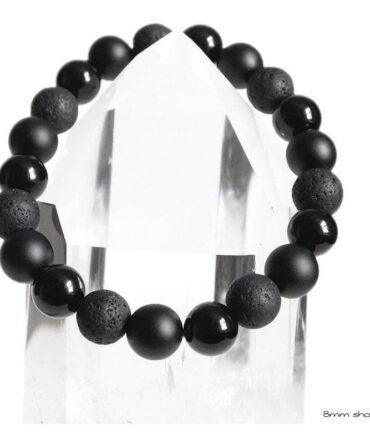 Pulsera Turmalina Negra Onix Mate Y Lava