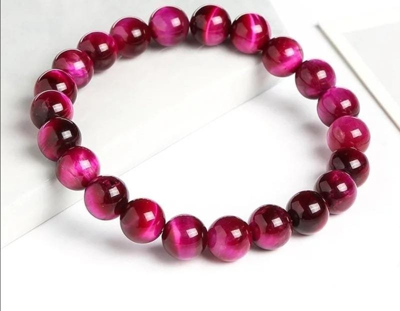 Pulseras Para Pareja Ojo De Tigre Fucsia - Image 3