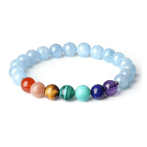Pulsera 7 chakras Aguamarina