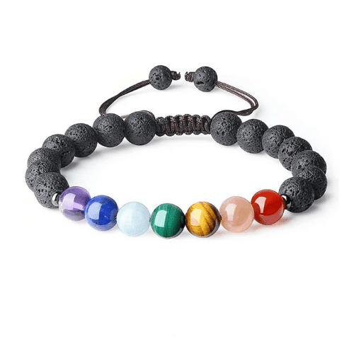 Pulsera 7 Chakras 8mm Volcánica