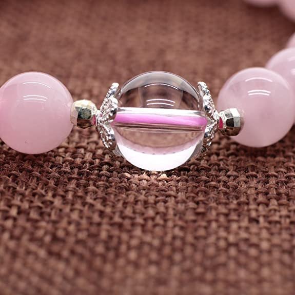Pulsera Cuarzo Rosa Centro Cuarzo Cristal 10mm - Image 5
