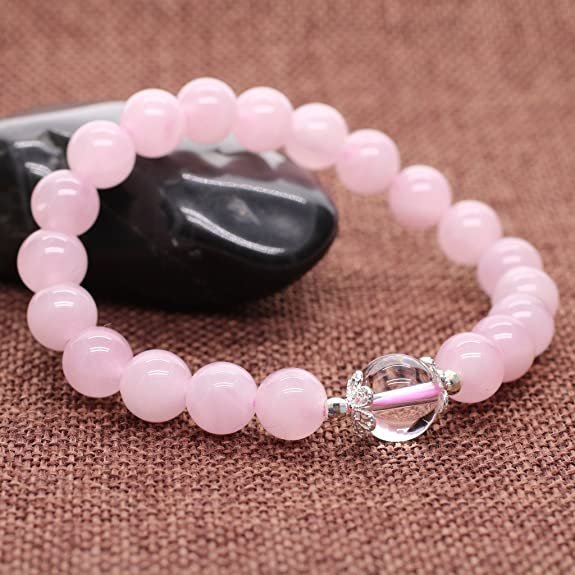 Pulsera Cuarzo Rosa Centro Cuarzo Cristal 10mm - Image 4