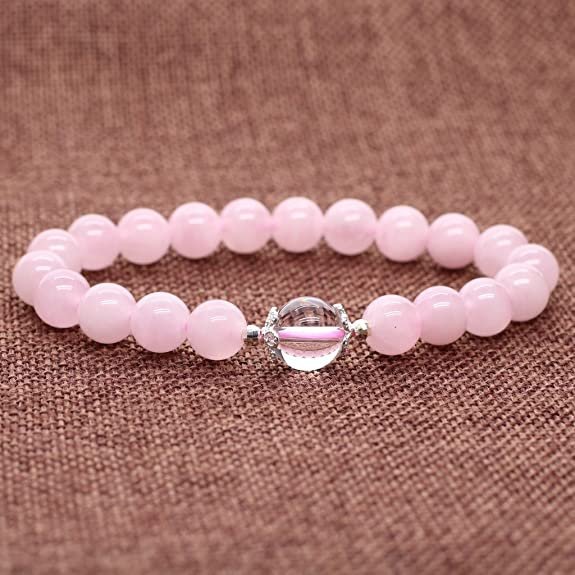 Pulsera Cuarzo Rosa Centro Cuarzo Cristal 10mm - Image 3
