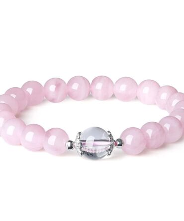 Pulsera Cuarzo Rosa Centro Cuarzo Cristal 10mm