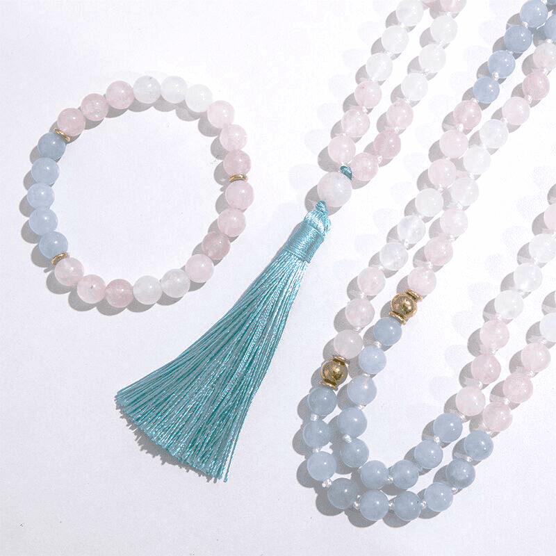 Japa Mala Cuarzo Rosa Aguamarina - Image 6