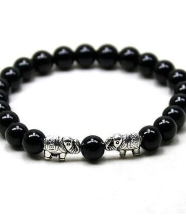 Pulsera Piedra Natural Separadores Con Elefante Metálicos