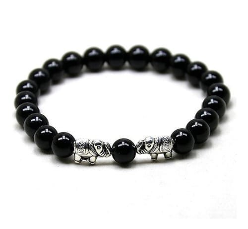 Pulsera Piedra Natural Separadores Con Elefante Metálicos