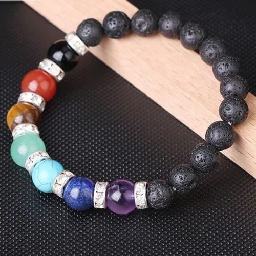 Pulsera 7 Chakras Volcánica Separadores con Zircón - Image 4