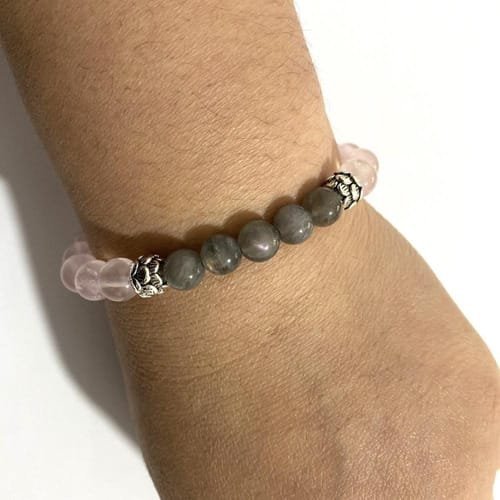 Pulsera Cuarzo Rosa Labradorita Flor - Image 8
