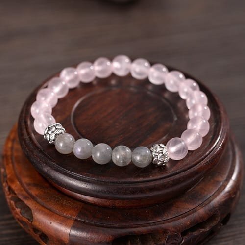 Pulsera Cuarzo Rosa Labradorita Flor - Image 9