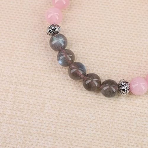 Pulsera Cuarzo Rosa Labradorita Flor - Image 6