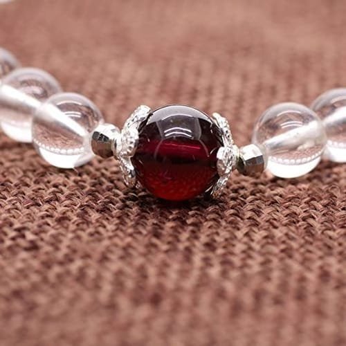 Pulsera Cuarzo Cristal Centro Granate Flor - Image 5