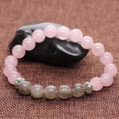 Pulsera Cuarzo Rosa Labradorita Flor - Image 4