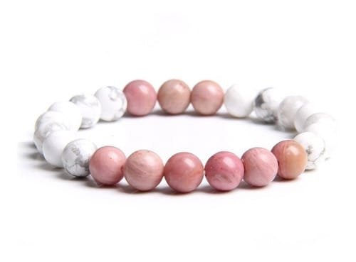 Pulsera Howlita Con Amazonita o Rodocrosita