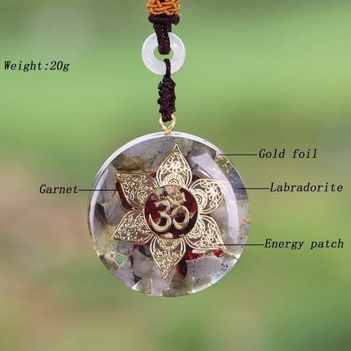 Collar Orgonita Om Flor Labradorita Granate - Image 7