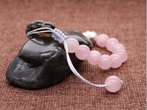 Pulsera Cuarzo Rosa Buda Doble Piedra Natural - Image 7