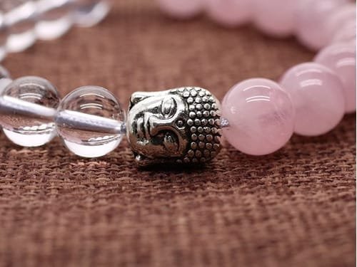 Pulsera Cuarzo Rosa Buda Doble Piedra Natural - Image 4