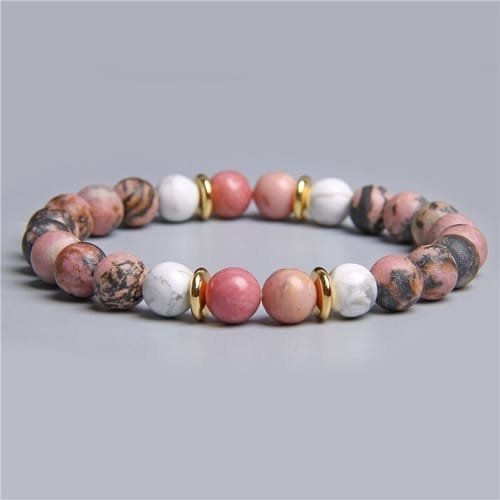 Pulsera Rodonita Discos Dorados - Image 2