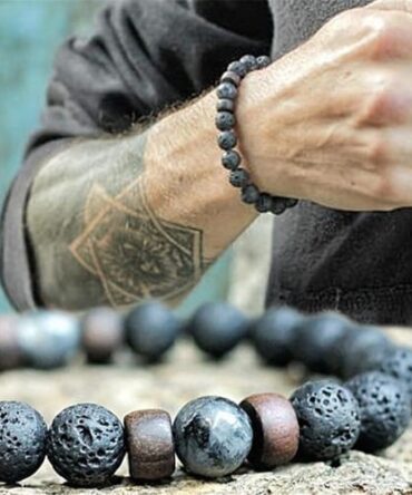 Pulsera Volcánica Labradorita Central -madera