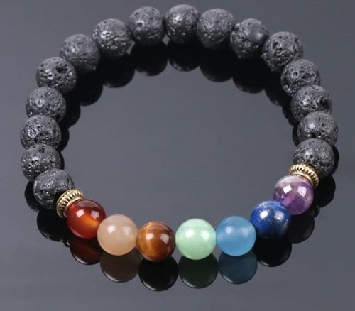 Pulsera 7 chakras Volcánica 8mm Separador Dorado - Image 3
