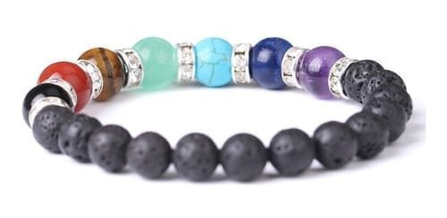 Pulsera 7 Chakras Volcánica Separadores con Zircón - Image 3