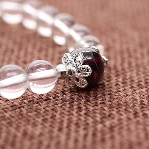 Pulsera Cuarzo Cristal Centro Granate Flor - Image 2