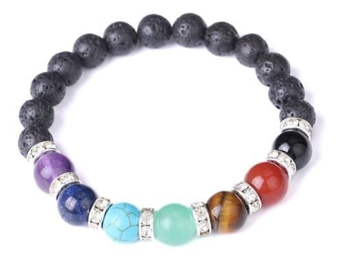 Pulsera 7 Chakras Volcánica Separadores con Zircón - Image 5