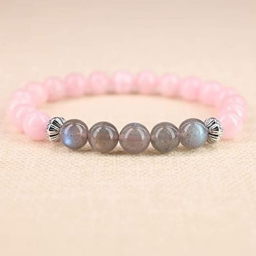 Pulsera Cuarzo Rosa Labradorita Flor - Image 3