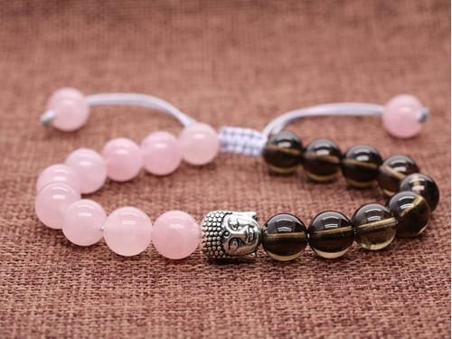 Pulsera Cuarzo Rosa Buda Doble Piedra Natural - Image 5