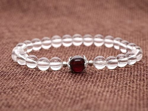 Pulsera Cuarzo Cristal Centro Granate Flor - Image 4