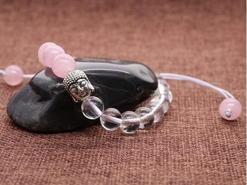 Pulsera Cuarzo Rosa Buda Doble Piedra Natural - Image 3