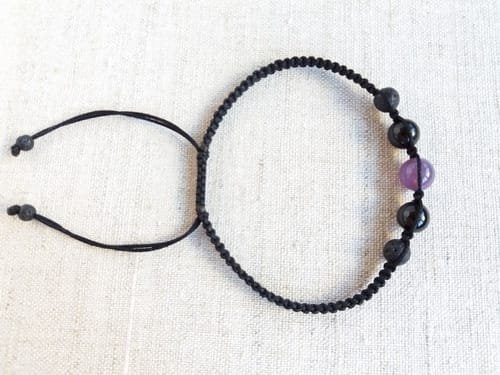 Pulsera Centro Amatista con Ónix y Volcánica Tejido - Image 6