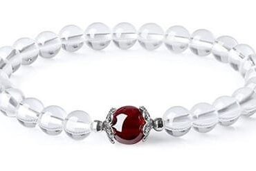 Pulsera Cuarzo Cristal Centro Granate Flor
