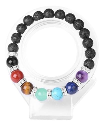 Pulsera 7 Chakras Volcánica Separadores con Zircón - Image 2