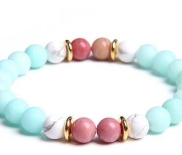 Pulsera Amazonita Discos Dorados