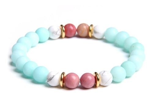Pulsera Amazonita Discos Dorados