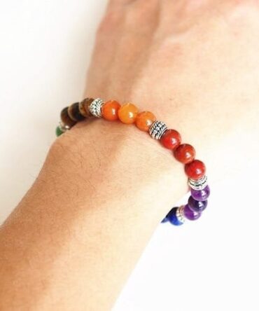 Pulsera 7 Chakras Separadores Plateados