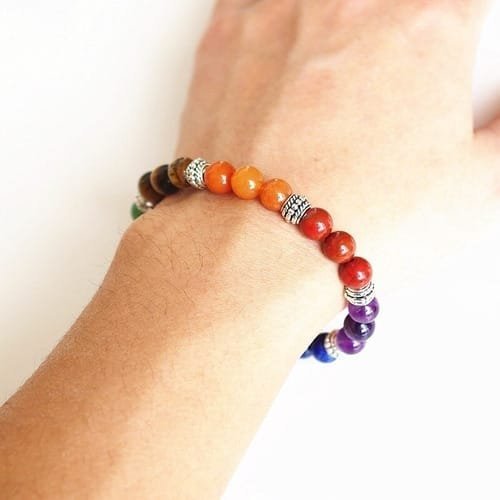 Pulsera 7 Chakras Separadores Plateados